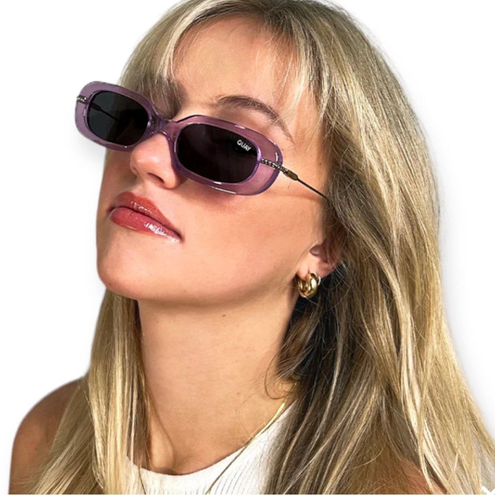 QUAY So Serious Sunglasses Milky Purple & Silver Frame Smoke Lenses Retro Y2K